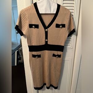 BNWT No Boundaries Tan and Black Knit Dress